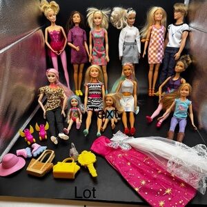Barbie Dolls W/Ken Lot of 10 W/ Clothes Shoes Extra Accessories (Lot I ) Mattel